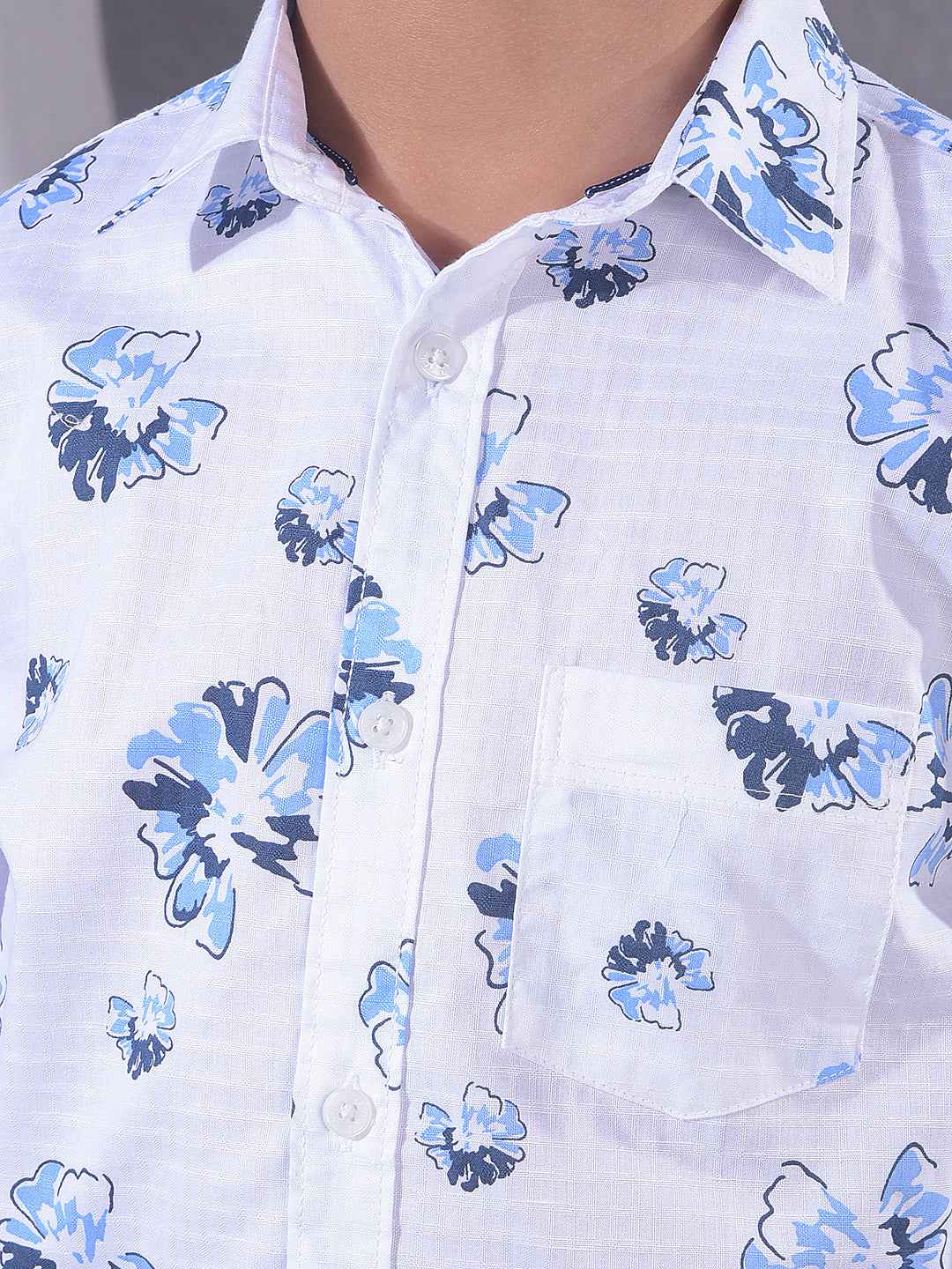 White Floral Print Shirt