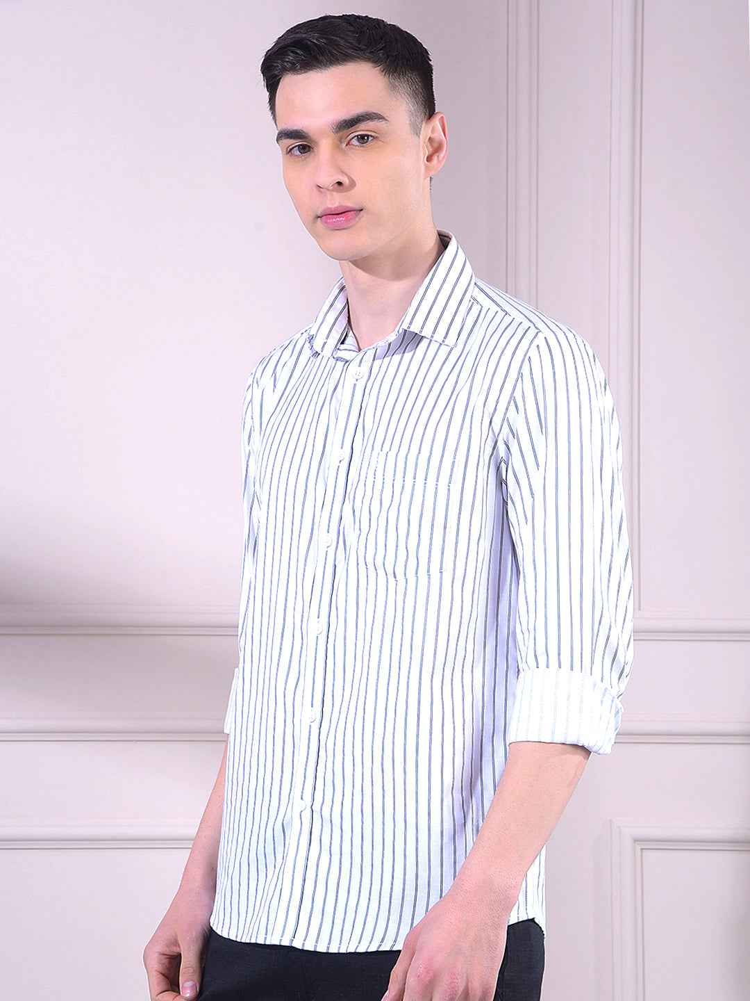 White Vertical Stripes Shirt