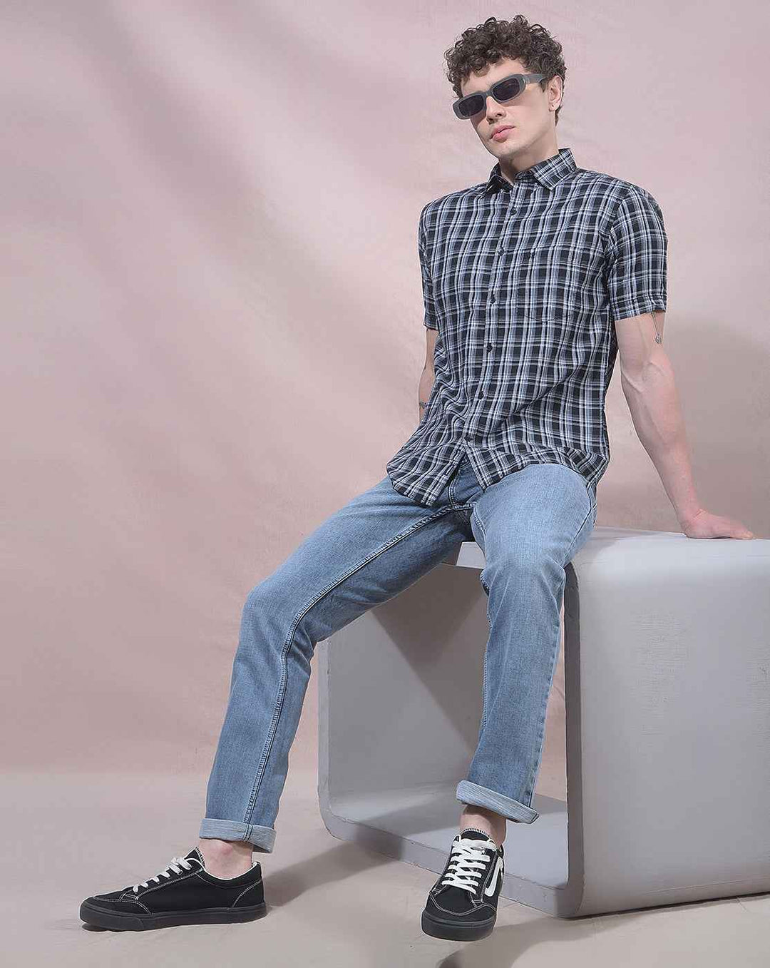 Black Checked 100% Cotton Shirt