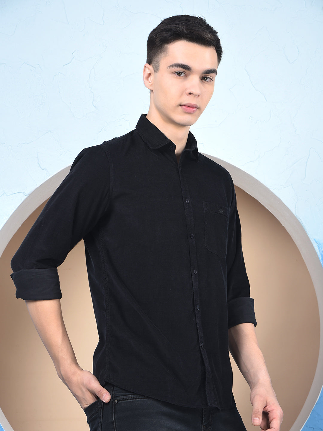 Black 100% Cotton Corduroy Shirt