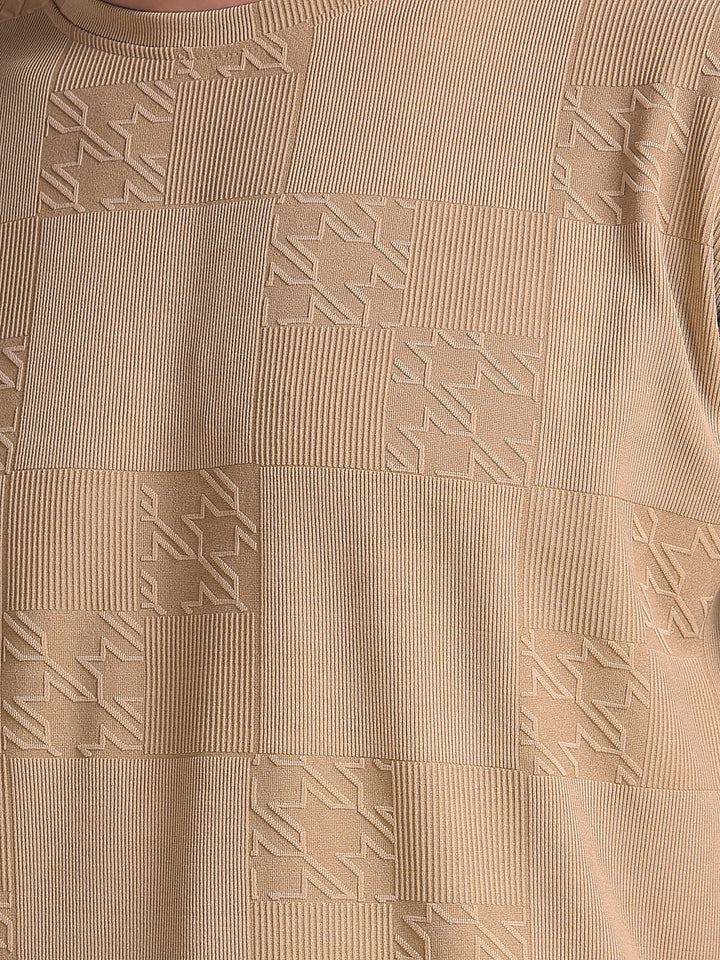 Sleek Khaki Jacquard T-Shirt