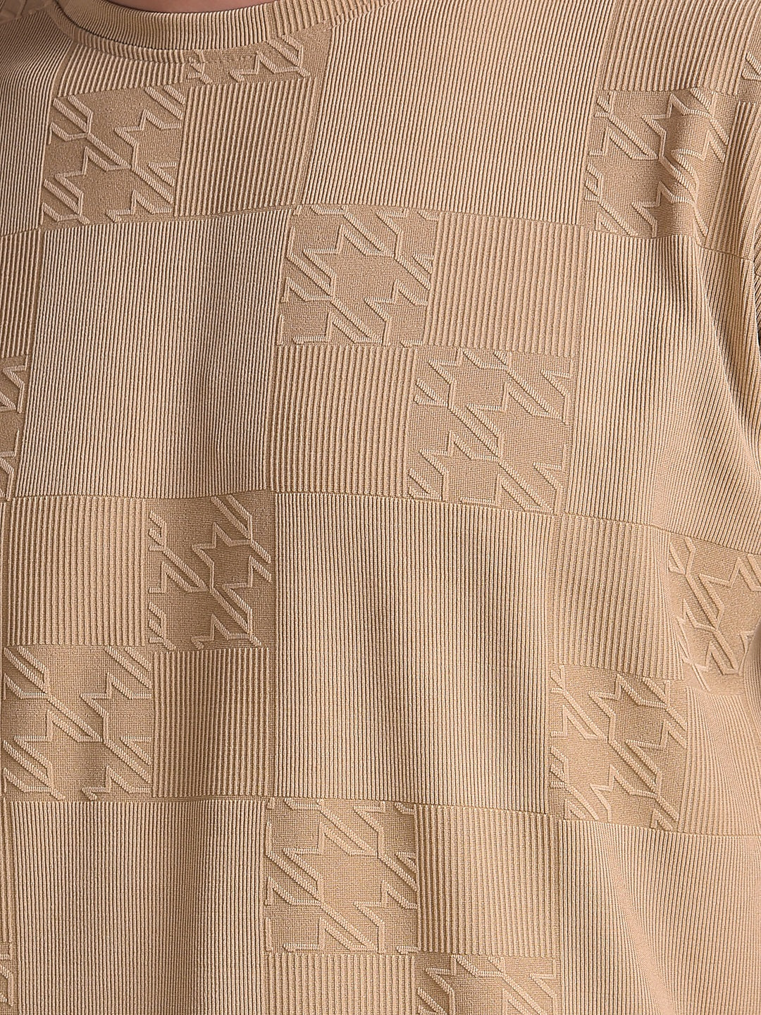 Sleek Khaki Jacquard T-Shirt