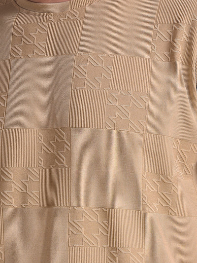 Sleek Khaki Jacquard T-Shirt