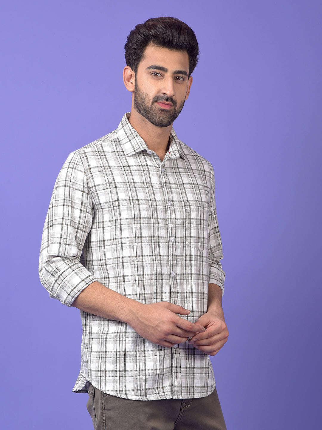 Grey Checked 100% Cotton Shirt