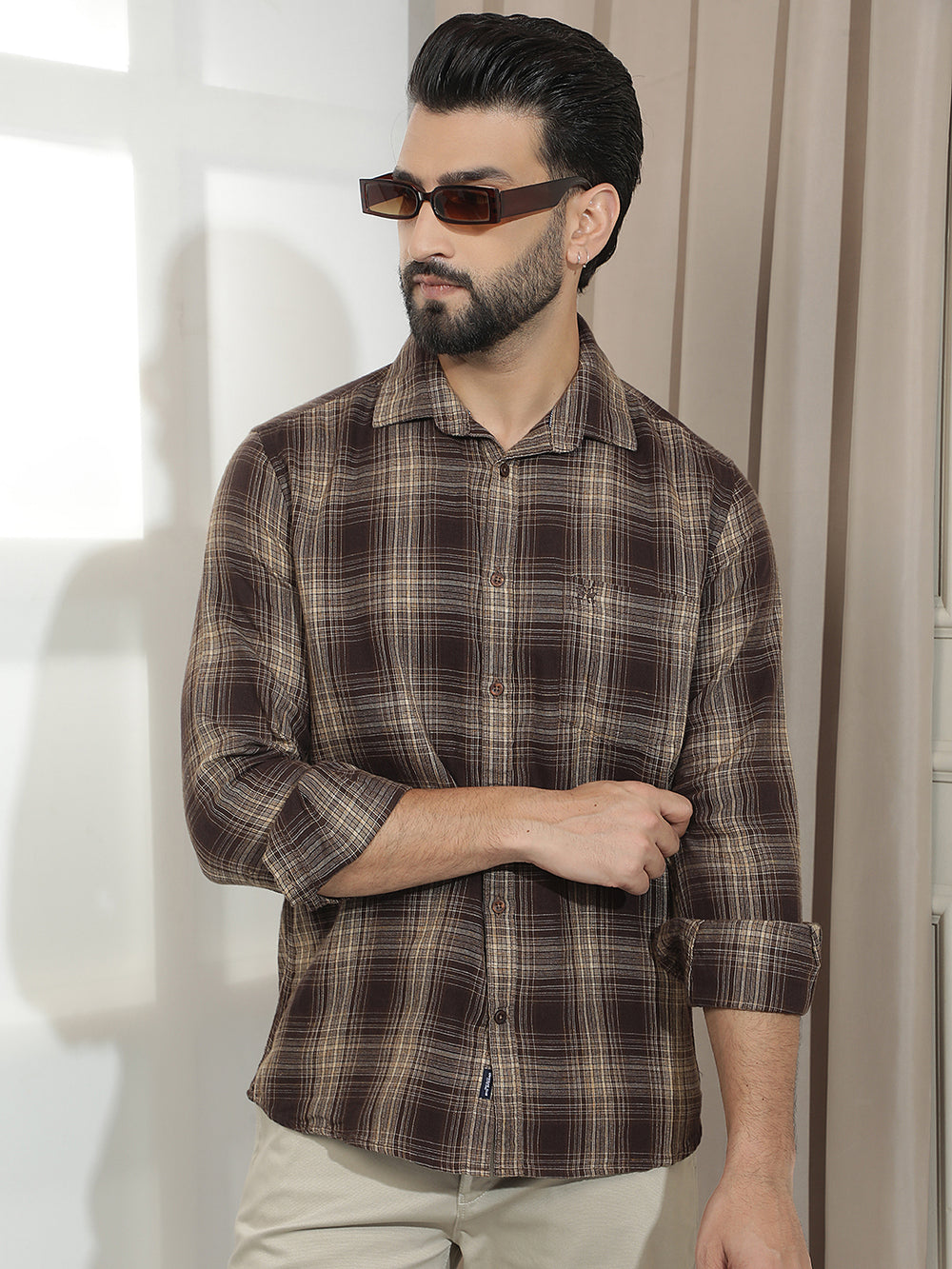 Dark Brown Checked Shirt
