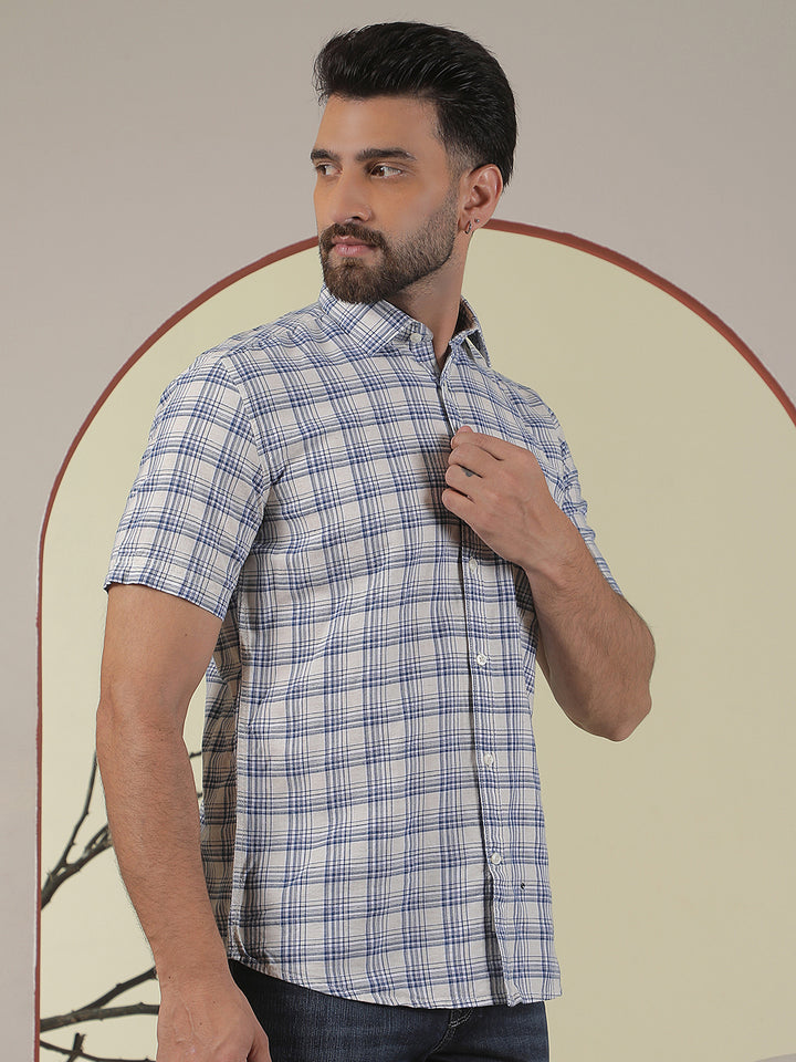 Blue Checked Linen Shirt