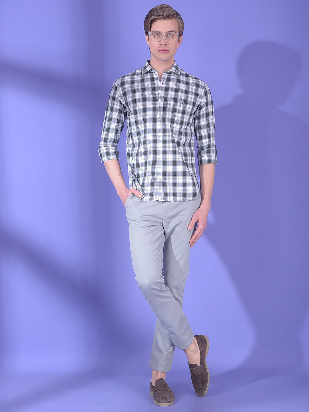 Verve Slate Checked 100% Cotton Shirt