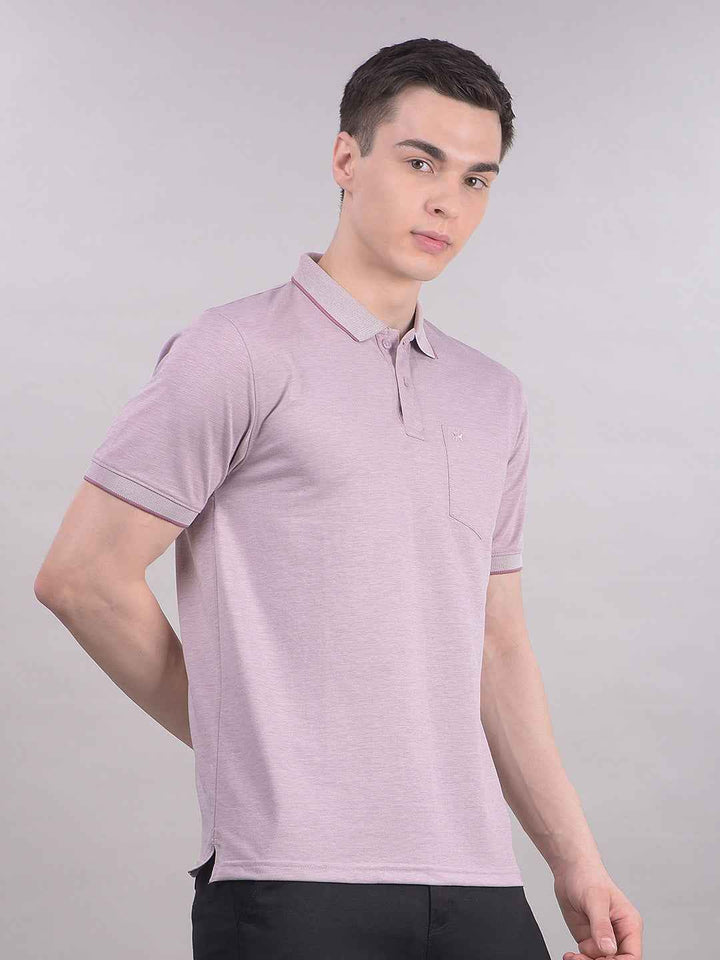Pink Polo Neck T-Shirt