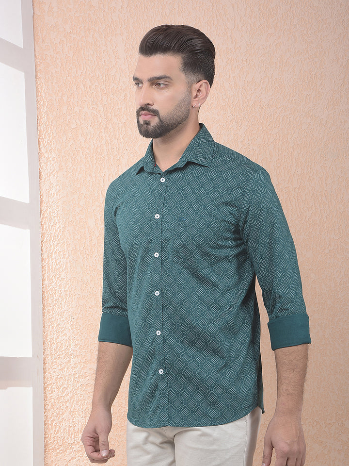 Deep Green Micro Print Shirt
