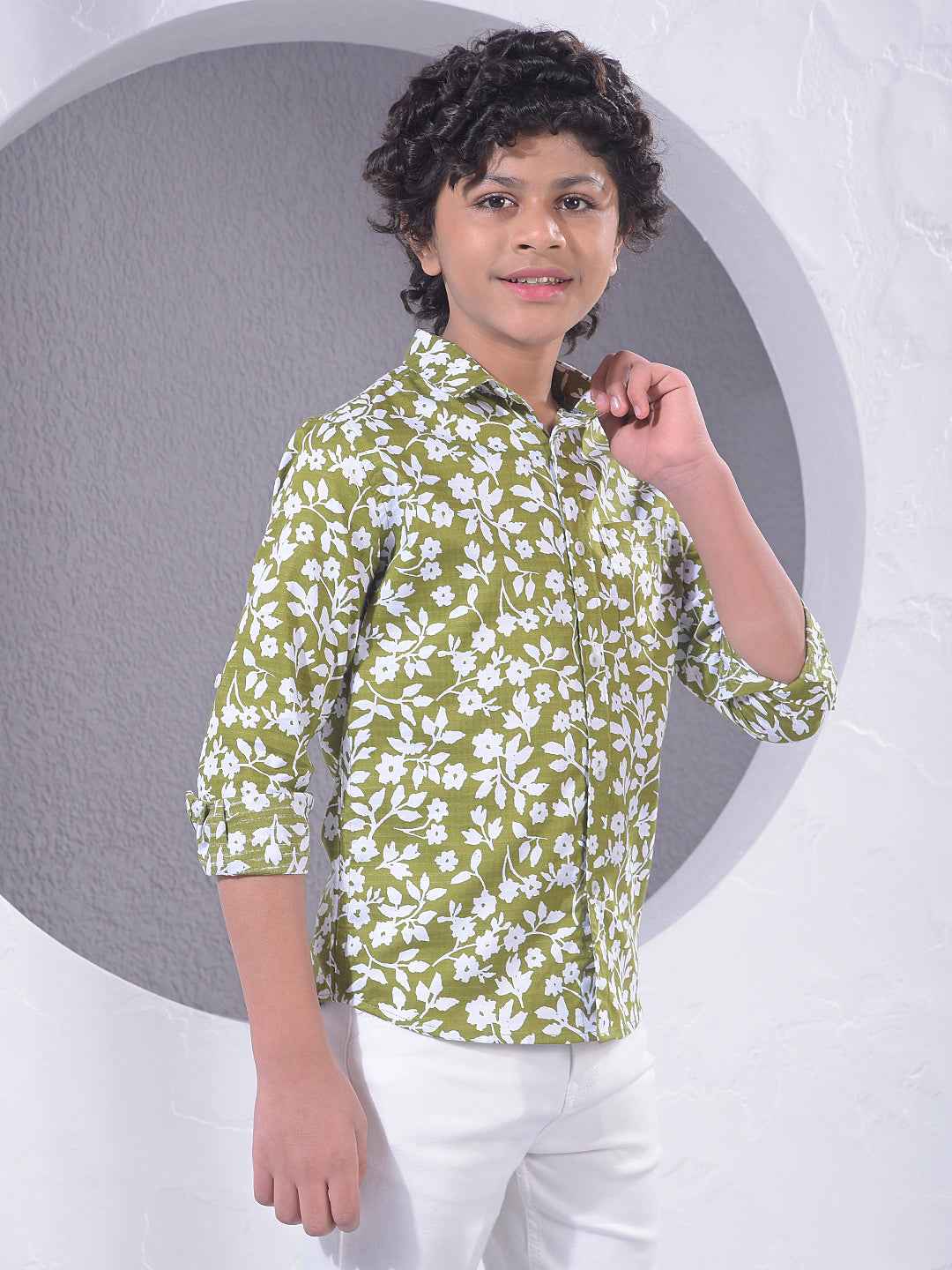 Green Floral Print Shirt