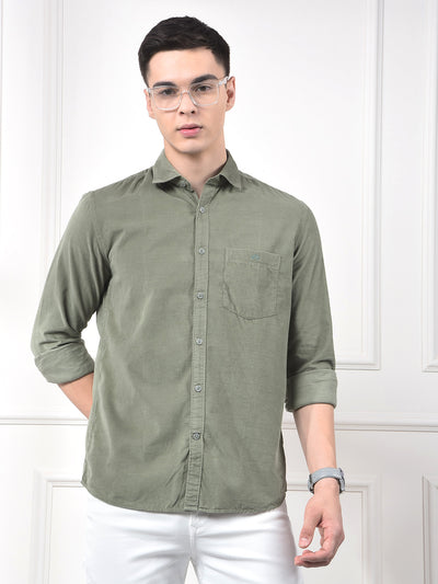 Green 100% Cotton Corduroy Shirt