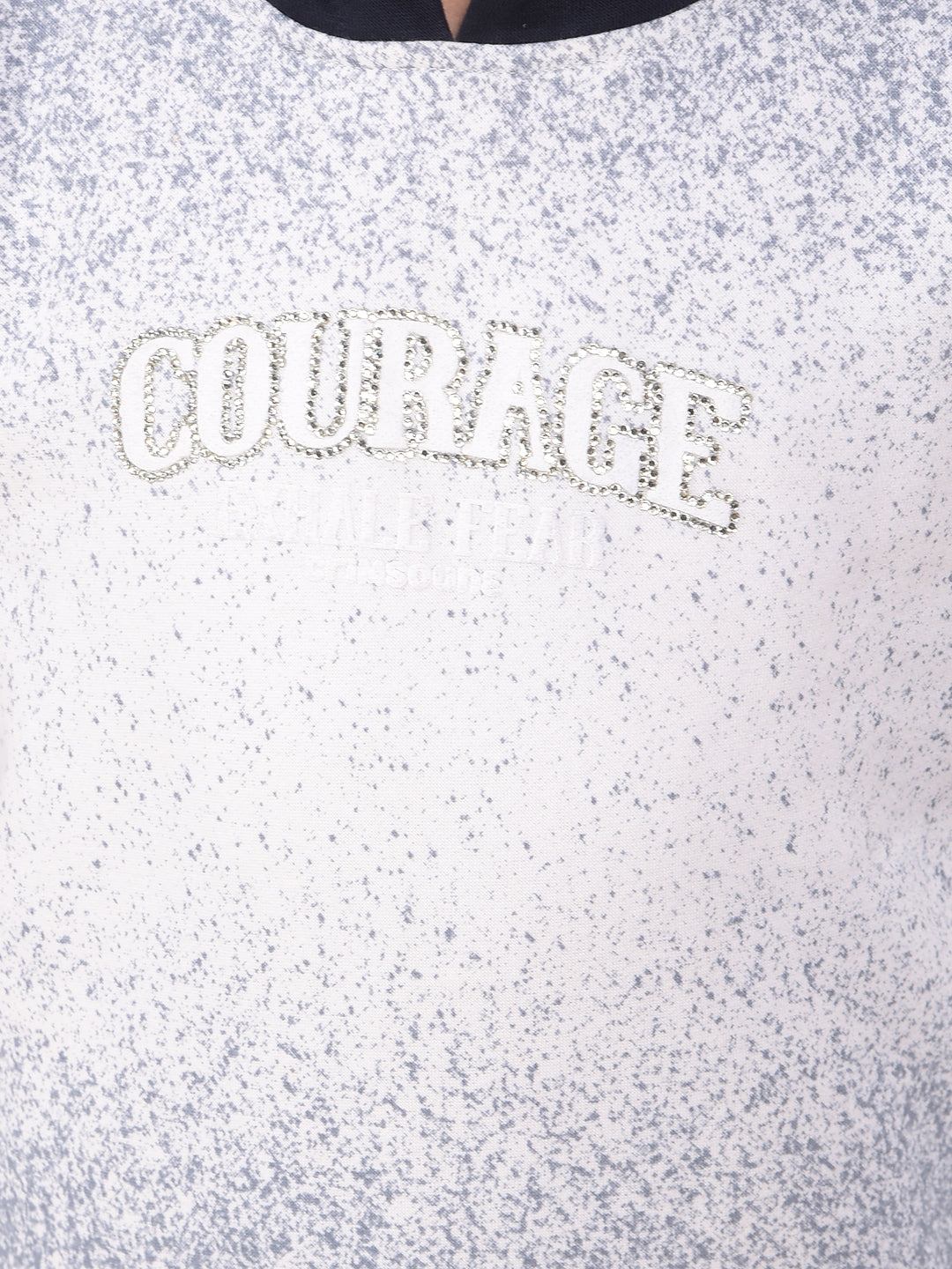 White Embellished Hooded Neck Sweatshirt