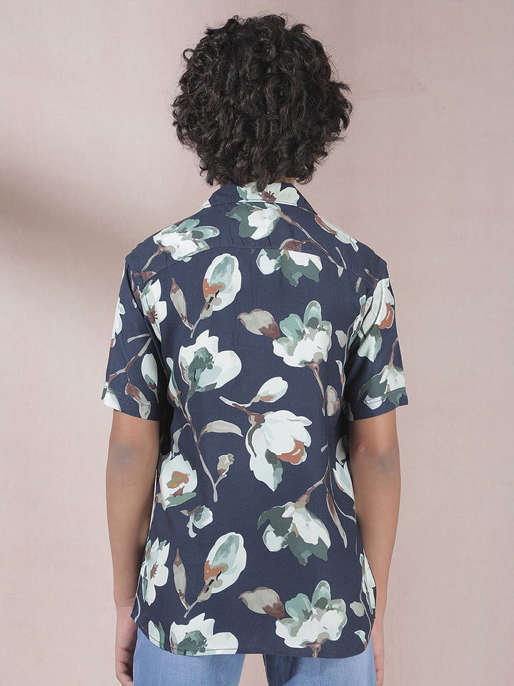 Green Floral Print 100% Cotton Shirt