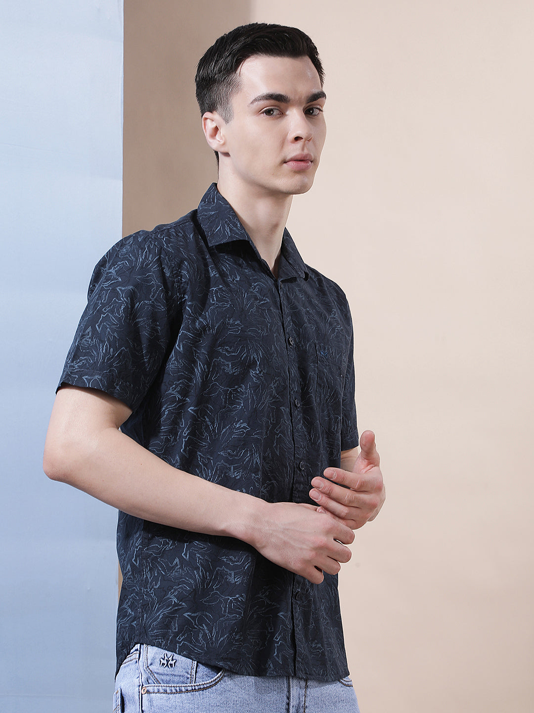 Navy Blue Printed Shirt