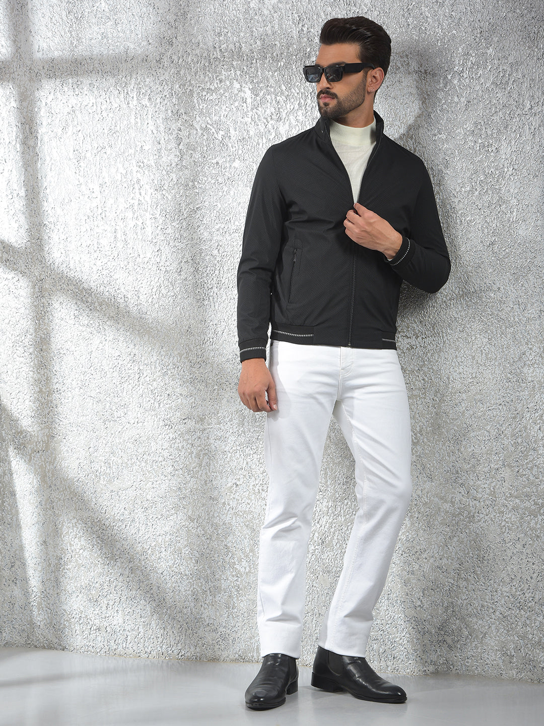 Black Printed Puffer Jacket