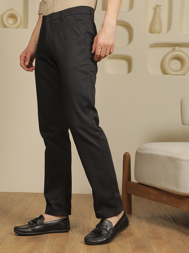 Black Printed Straight Trousers