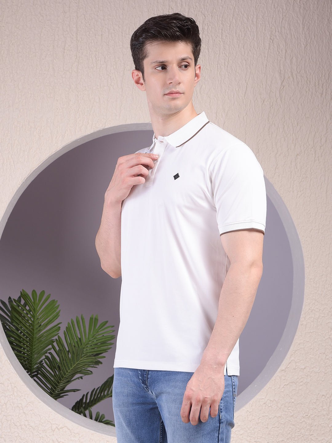 White Polo-Neck T-Shirt