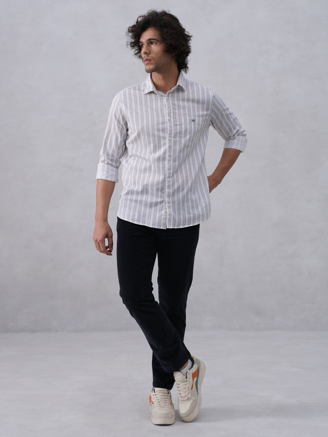 White Vertical Stripes Shirt
