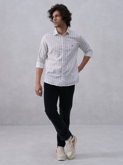 White Vertical Stripes Shirt
