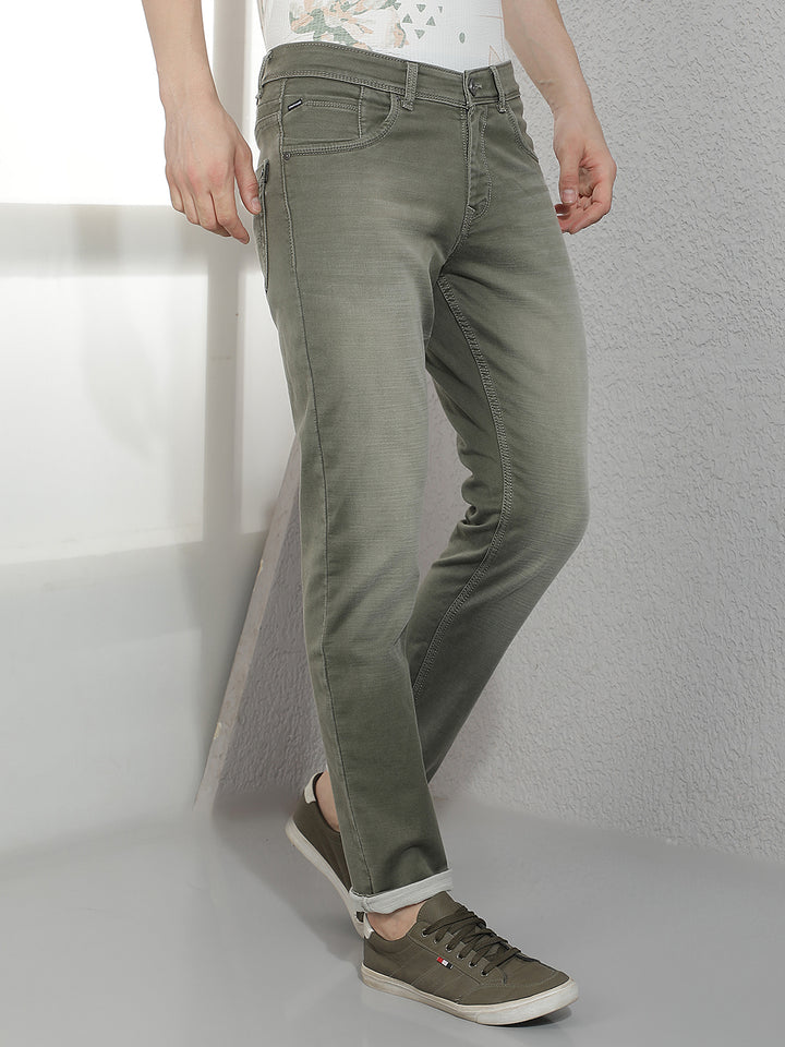 Modern Olive Faded Washed Jeans