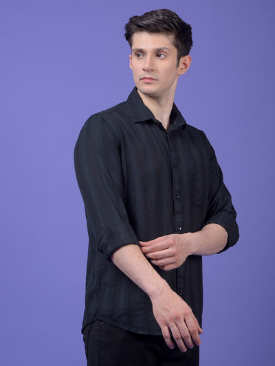 Black Embroidered 100% Cotton Shirt
