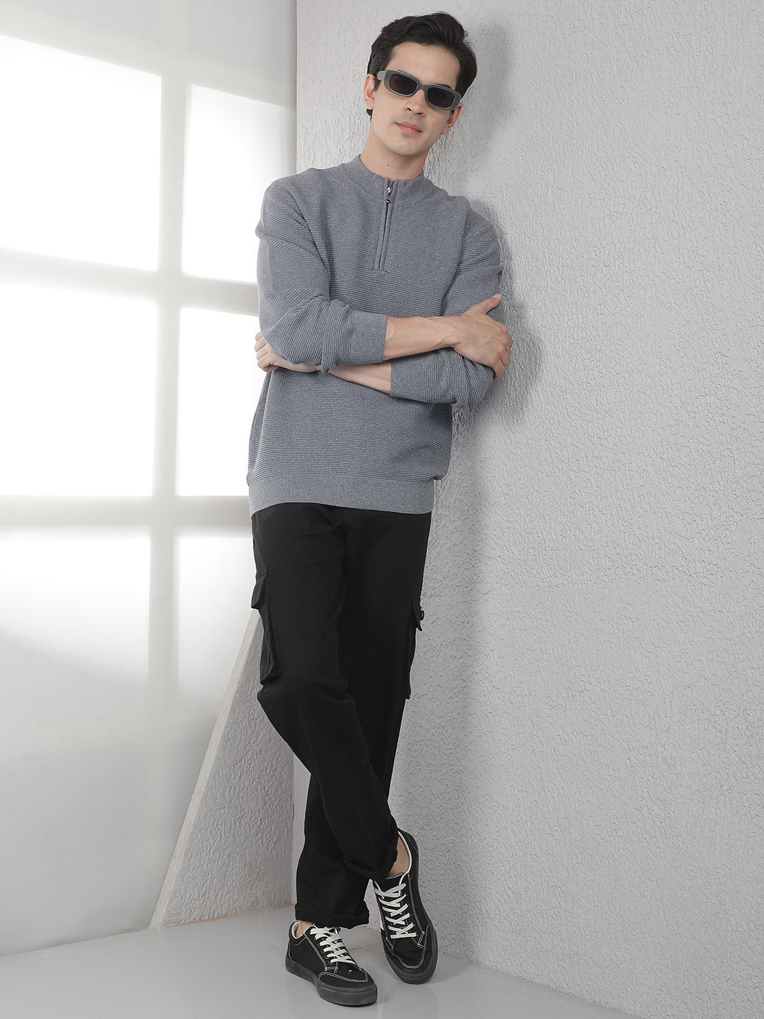 Grey Mock Neck Sweater