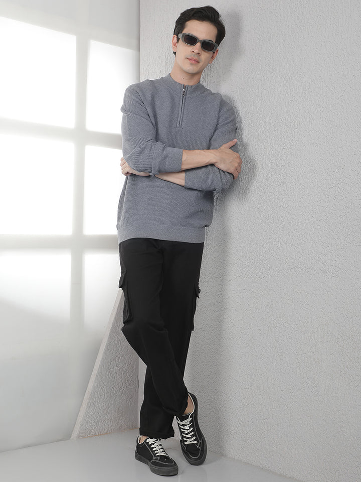 Grey Mock Neck Sweater