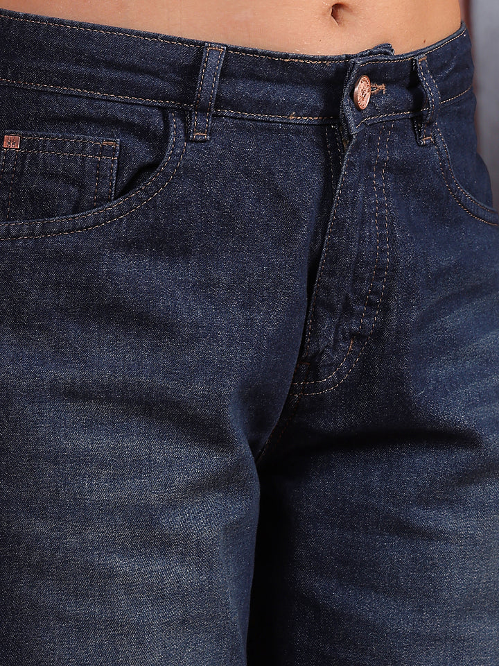 Blue 100% Cotton Straight Jeans