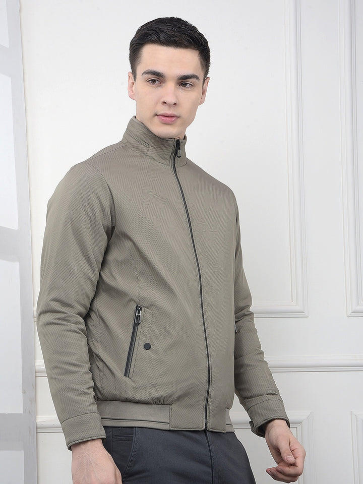 Beige Printed Puffer Jacket