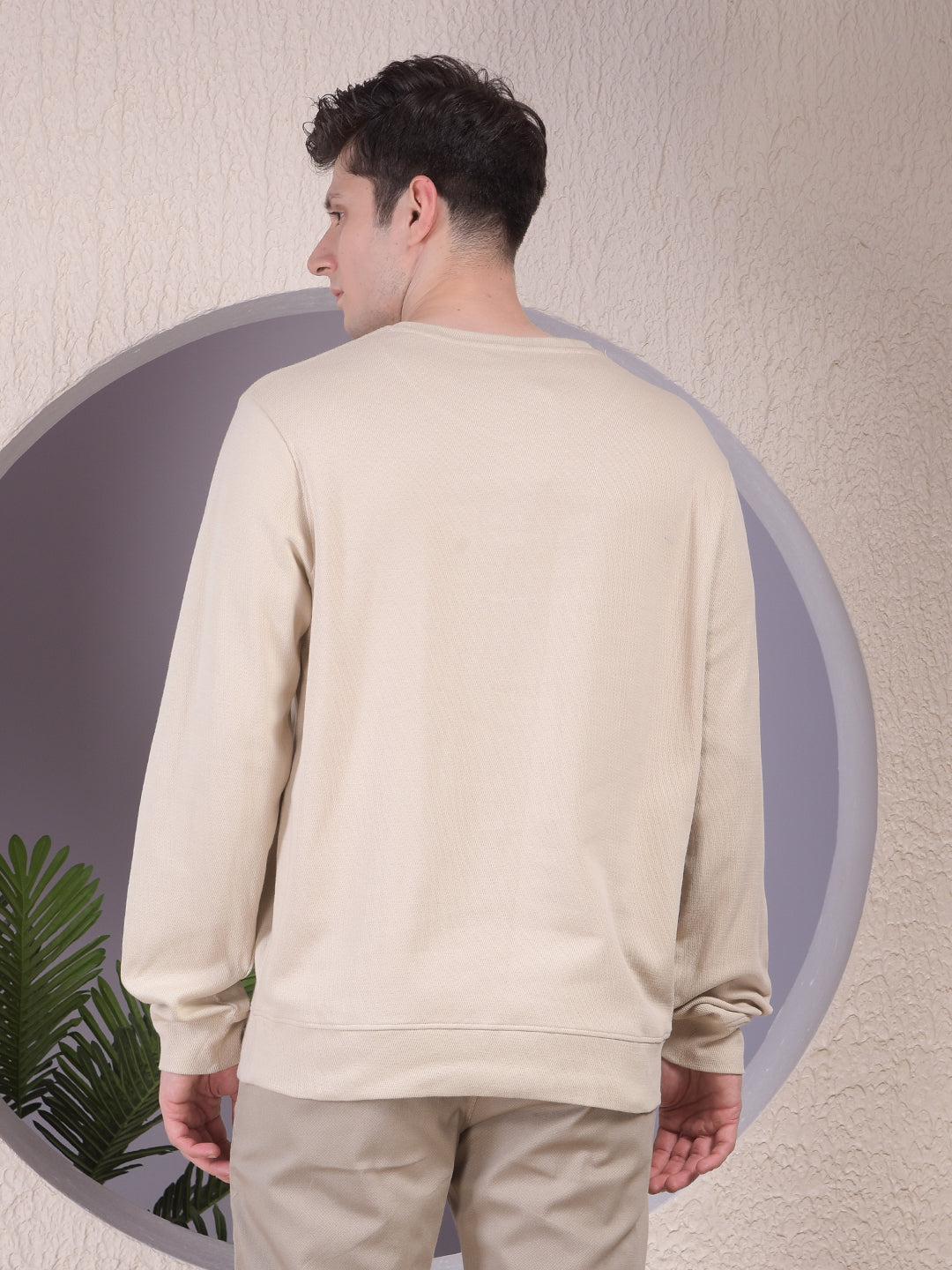 Sleek Beige 100% Cotton Sweatshirt