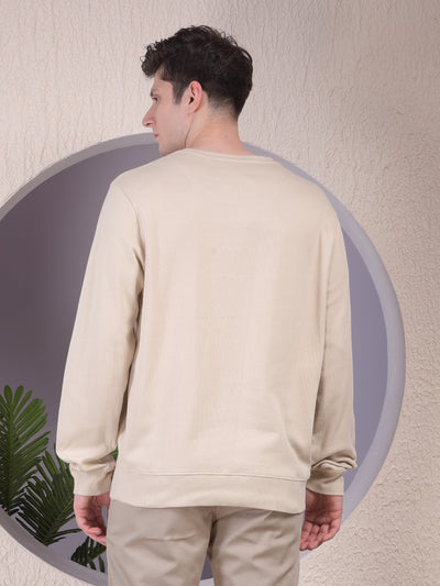 Sleek Beige 100% Cotton Sweatshirt