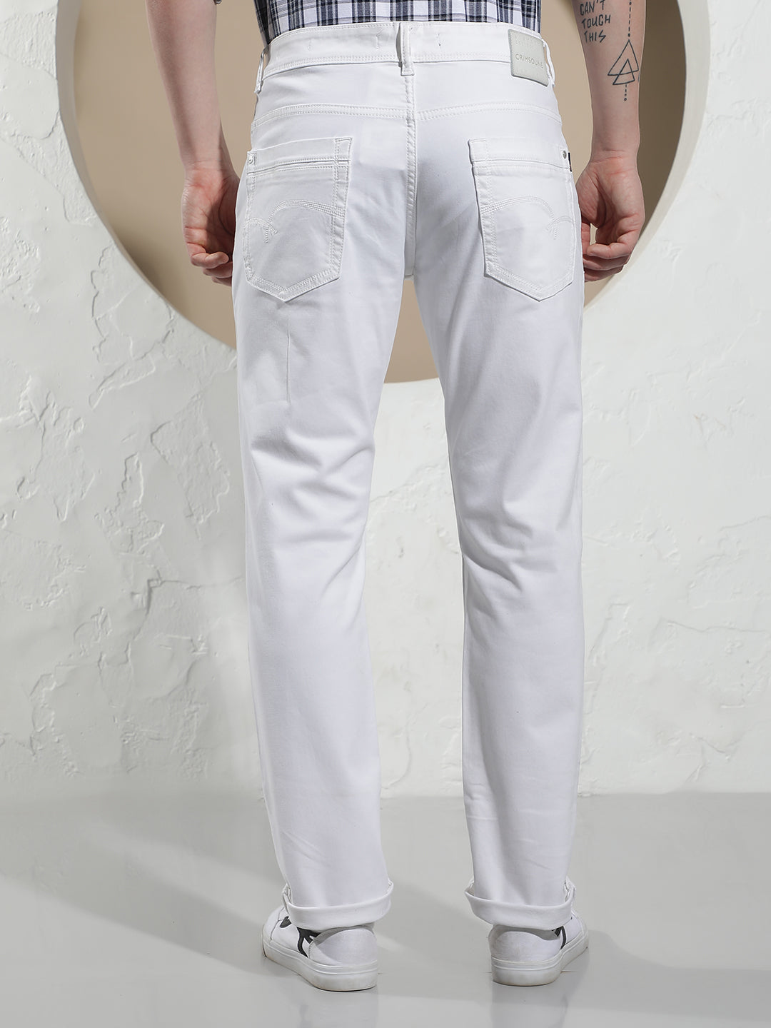 Relaxed Clean White Cotton Jeans