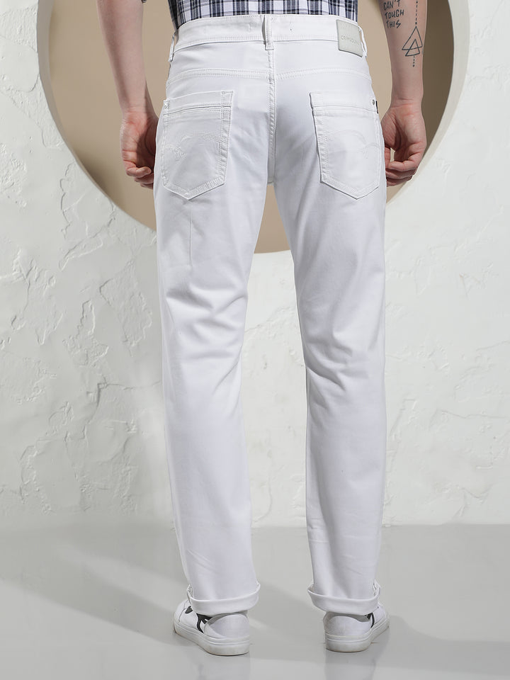 Relaxed Clean White Cotton Jeans