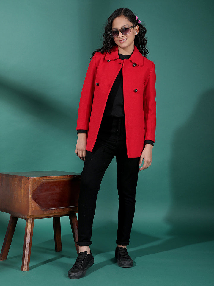 Red Mid-Thigh Length Coat