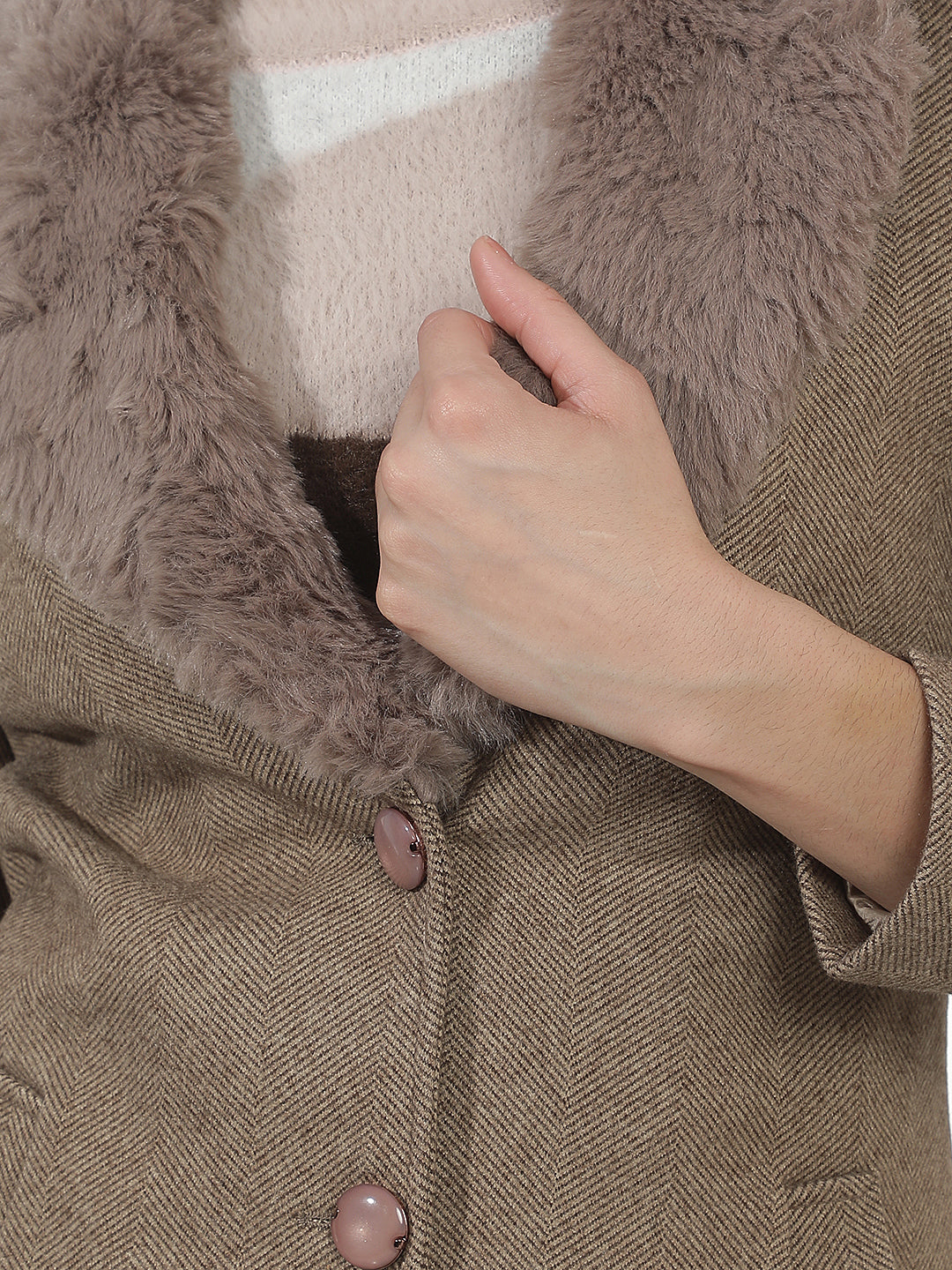 Brown Shawl Collar Longline Overcoat