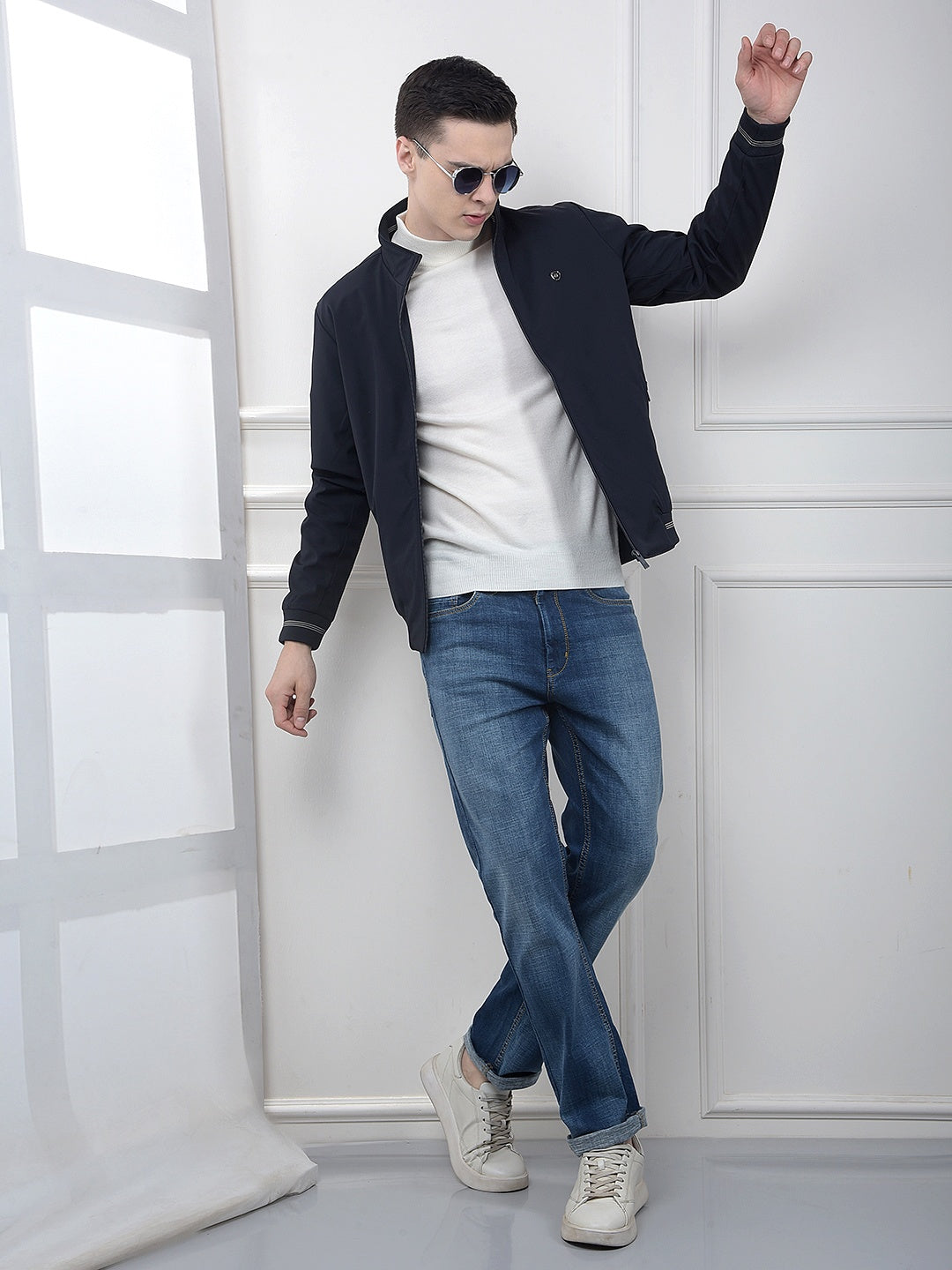 Minimalist Design Navy Blue Puffer Jacket