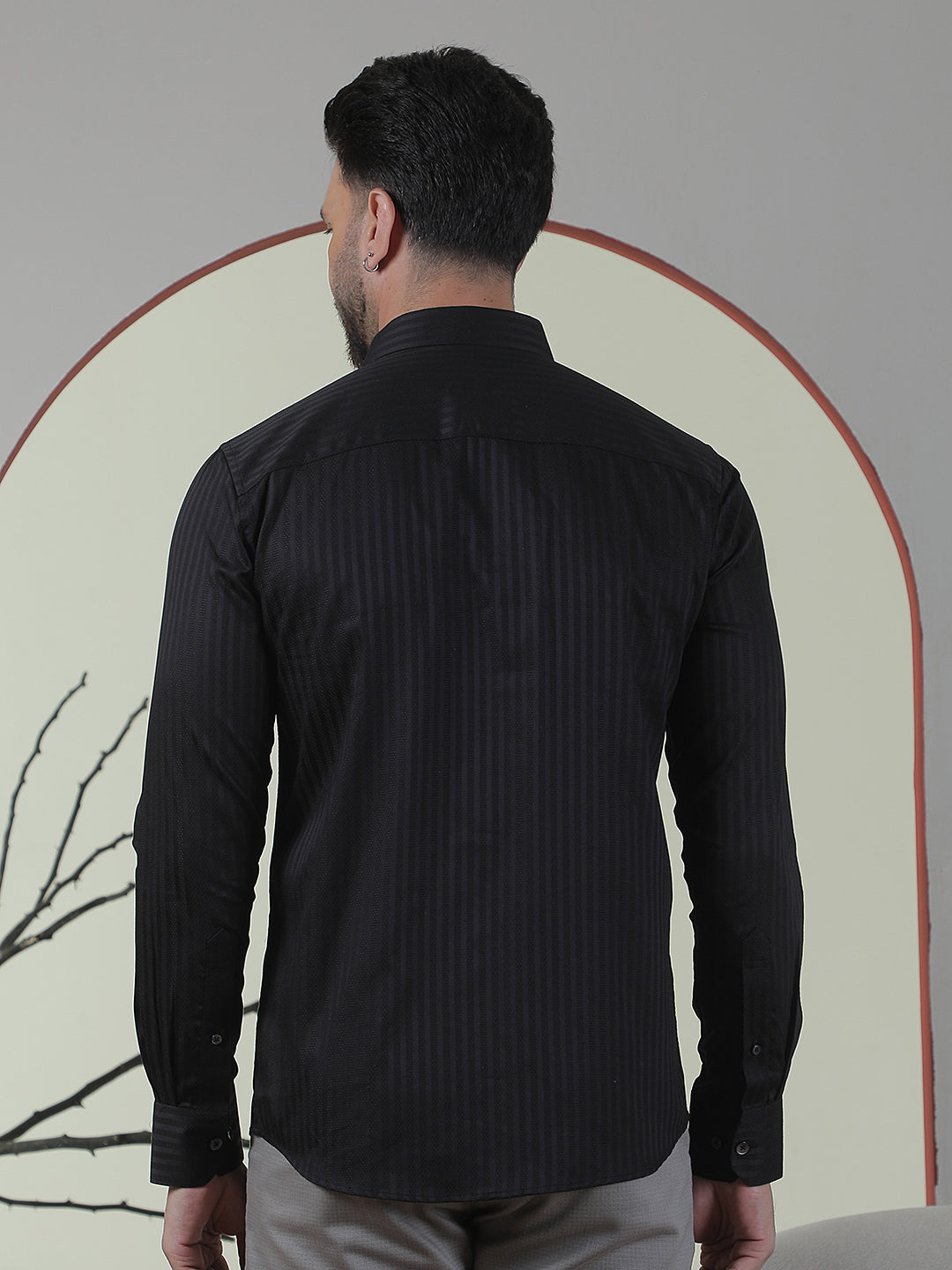 100% Cotton Black Horizontal Stripes Shirt