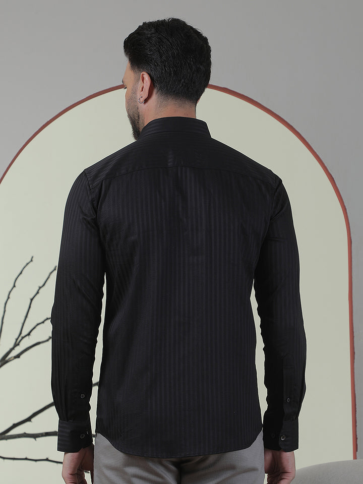 100% Cotton Black Horizontal Stripes Shirt