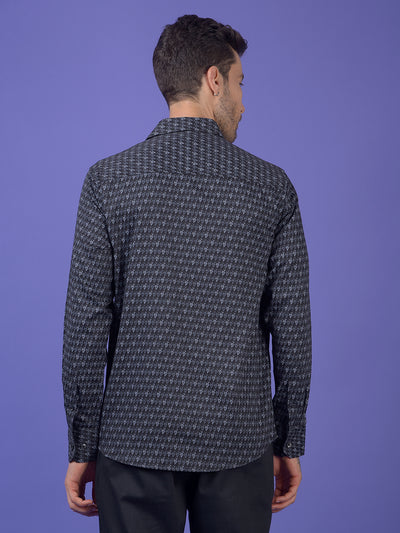 Navy Blue Printed Shirt