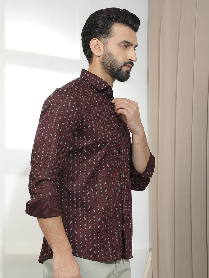 Luxe Crimson Maroon Printed Shirt