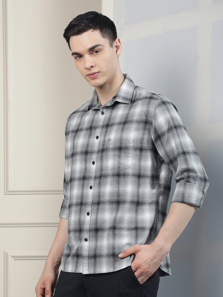 Grey Checked 100% Cotton Shirt