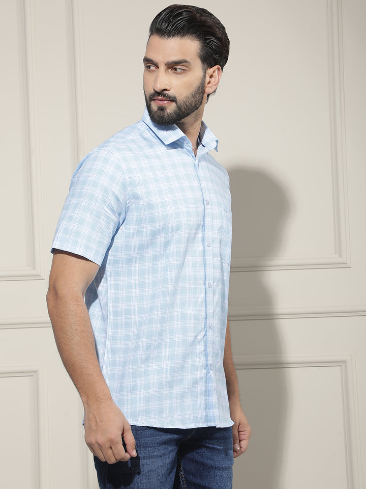 Blue Checked 100% Cotton Shirt
