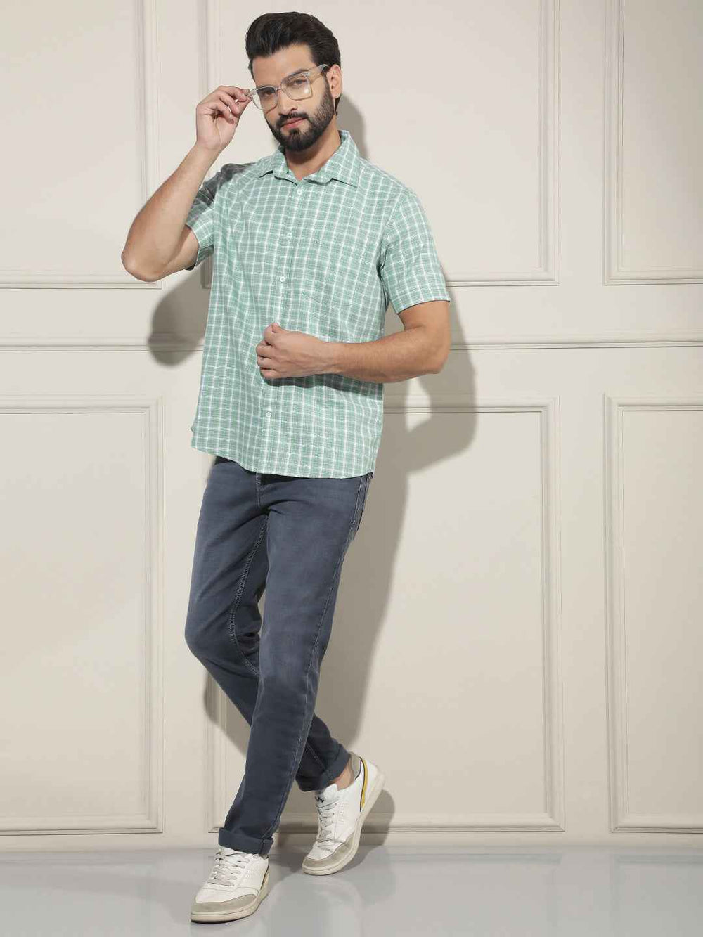 Green Checked 100% Cotton Shirt
