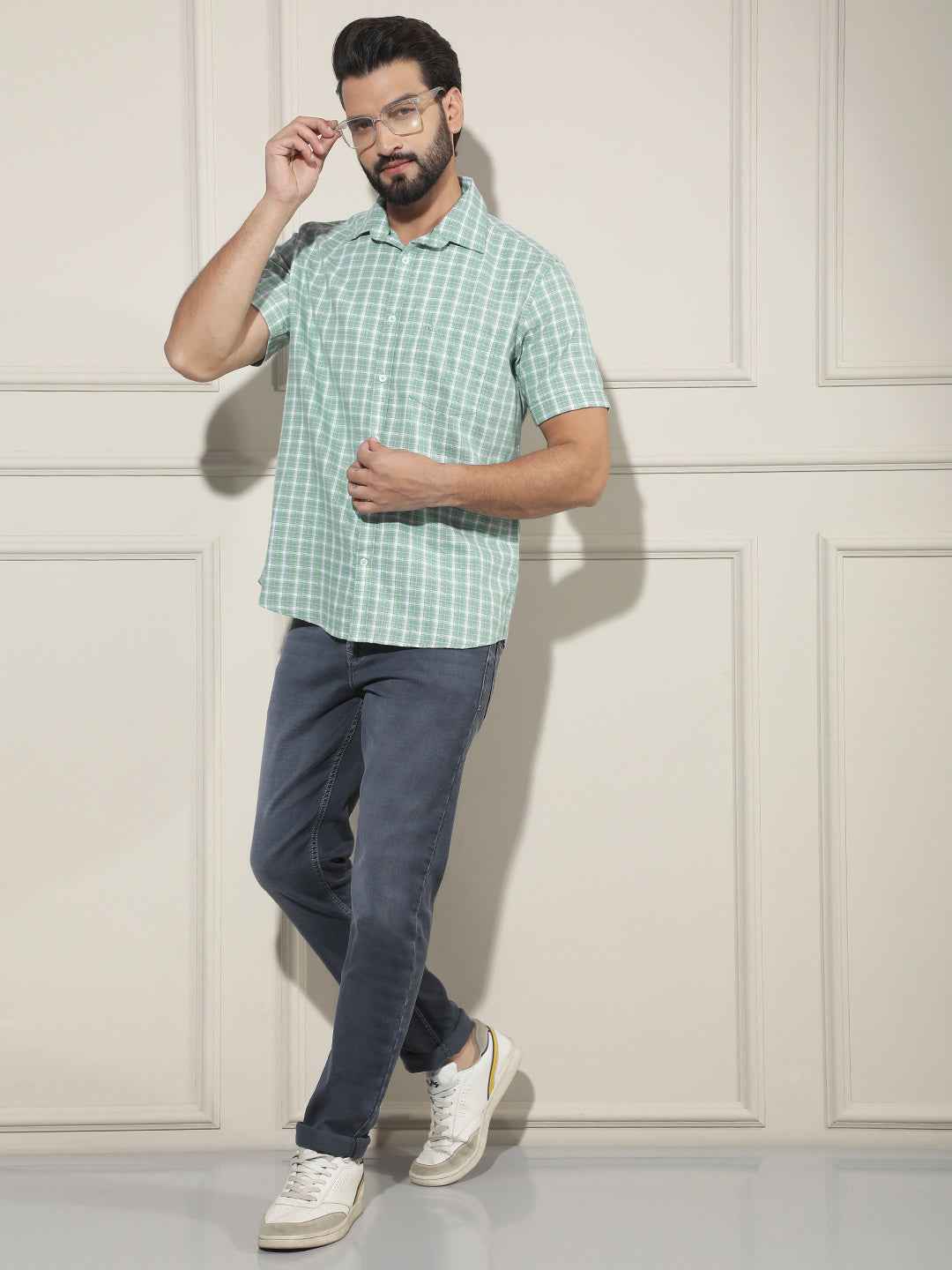 Green Checked 100% Cotton Shirt