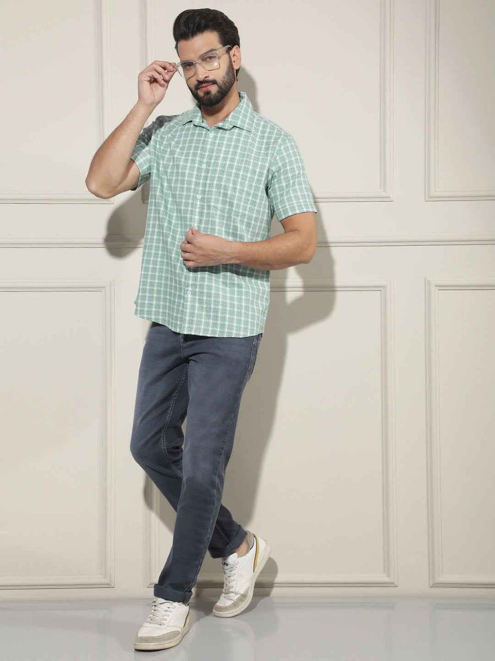 Green Checked 100% Cotton Shirt