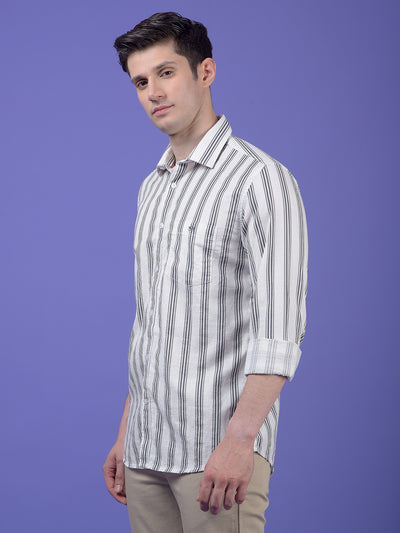 Grey Vertical Stripes 100% Cotton Shirt