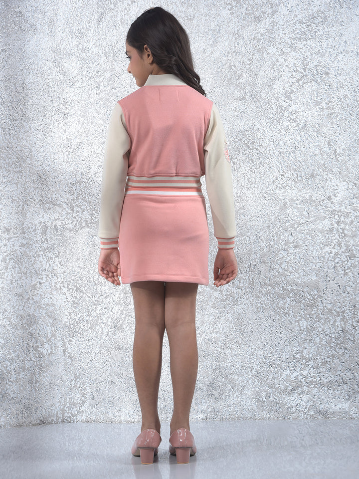 Peach Color-Block Cropped Co-Ord Set