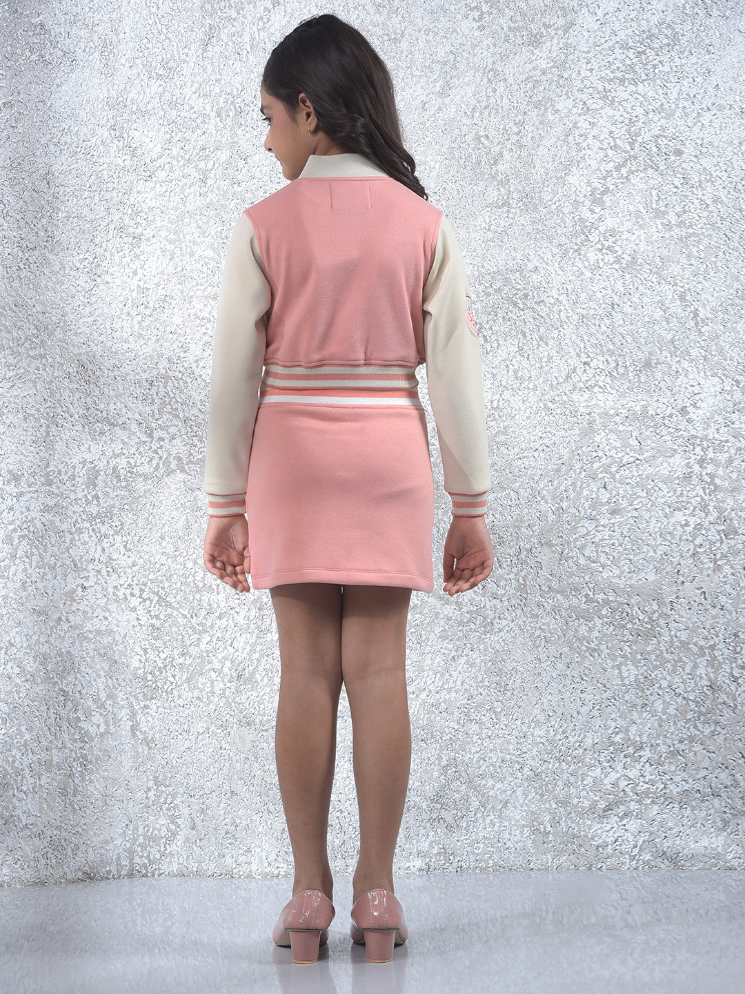 Peach Color-Block Cropped Co-Ord Set