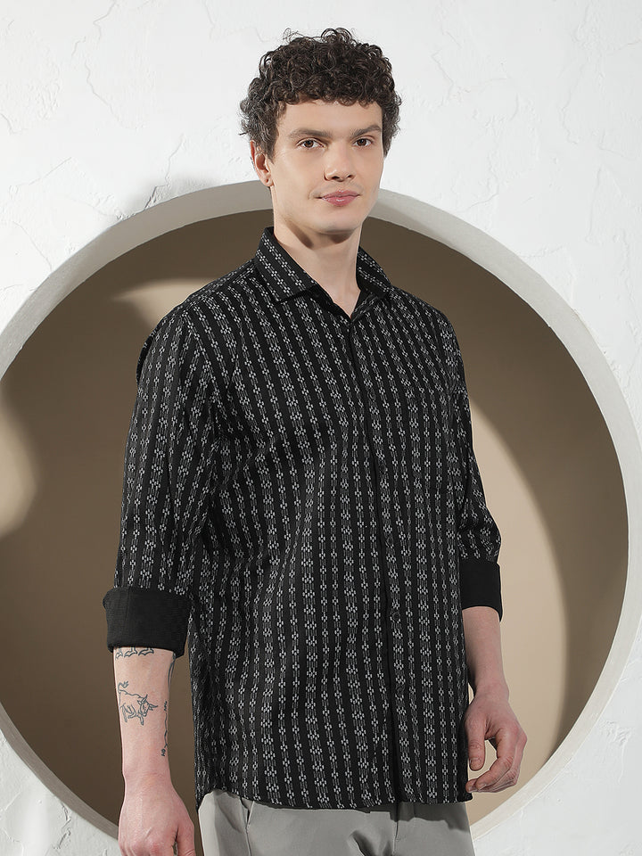 Black Printed 100% Cotton Shirt
