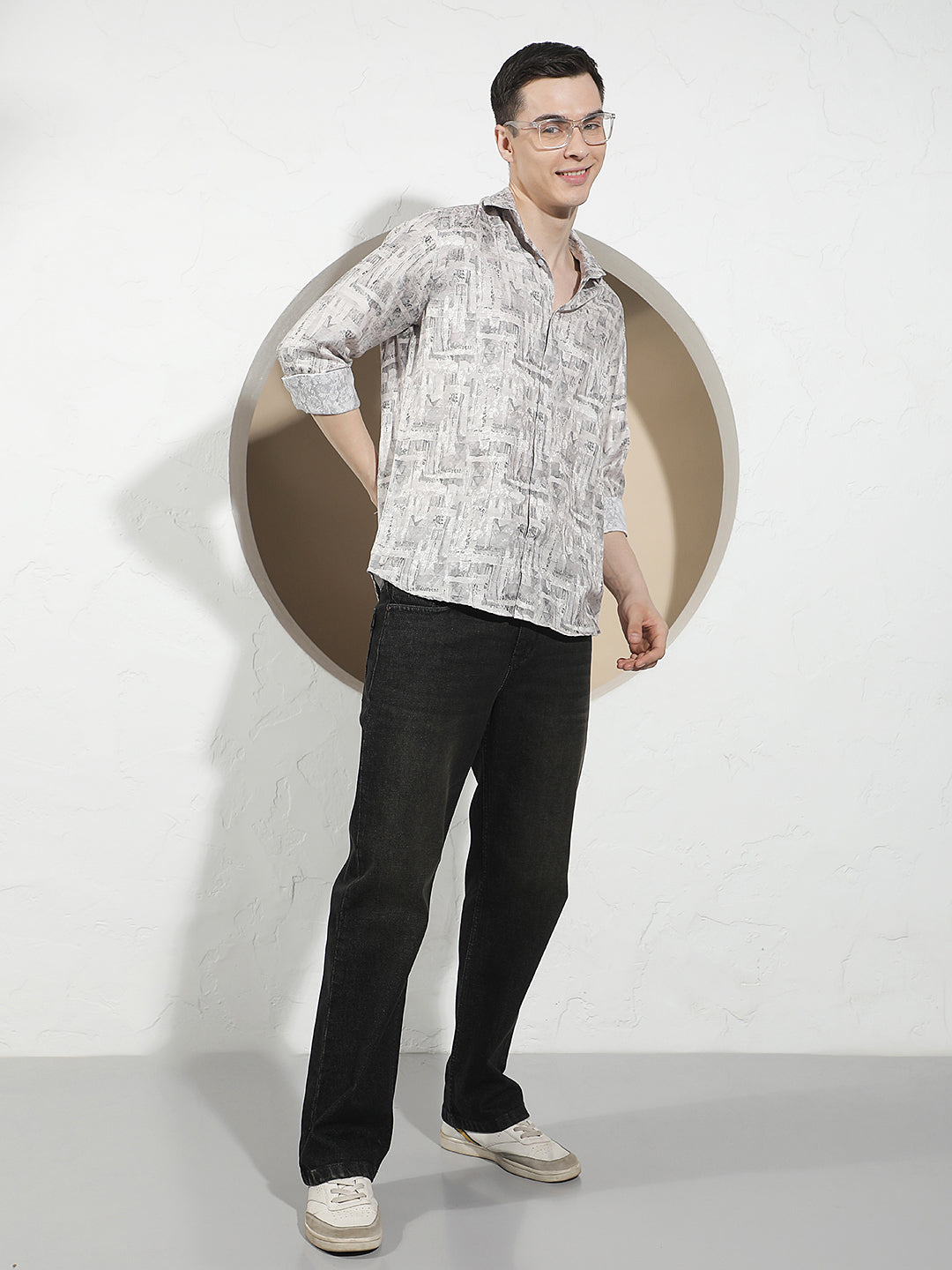 Beige Floral Print Shirt
